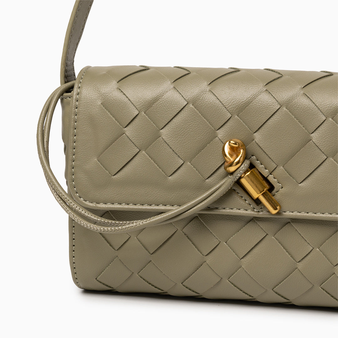 Petit sac bandoulière tissé main en similicuir