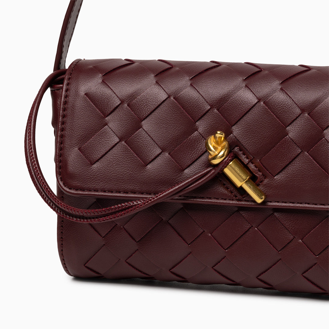 Petit sac bandoulière tissé main en similicuir