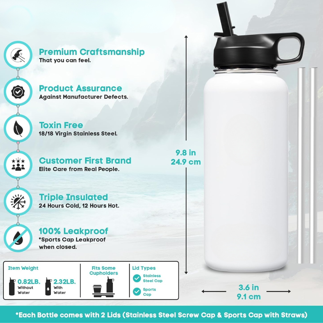 HydroElite – Gourde Inox avec Paille