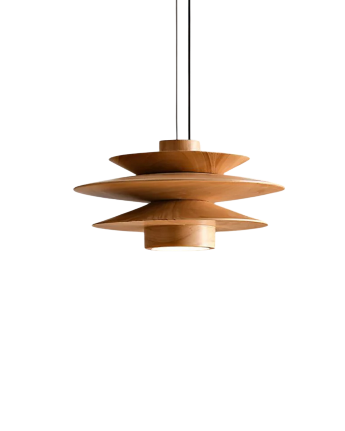 Suspension étagée en bois d'hévéa, finition noyer