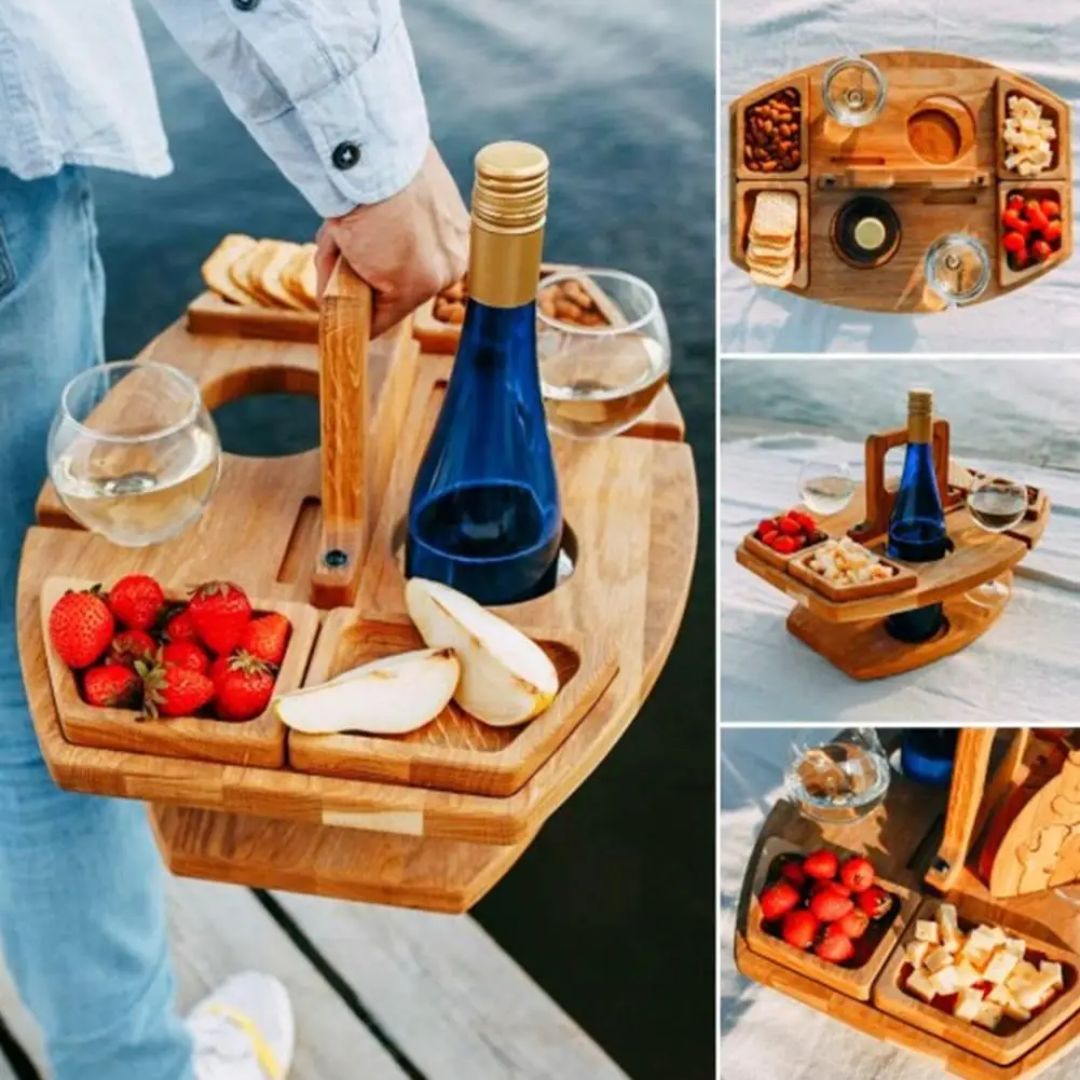 WineFold Table - Table à Vin Pliante en Bois