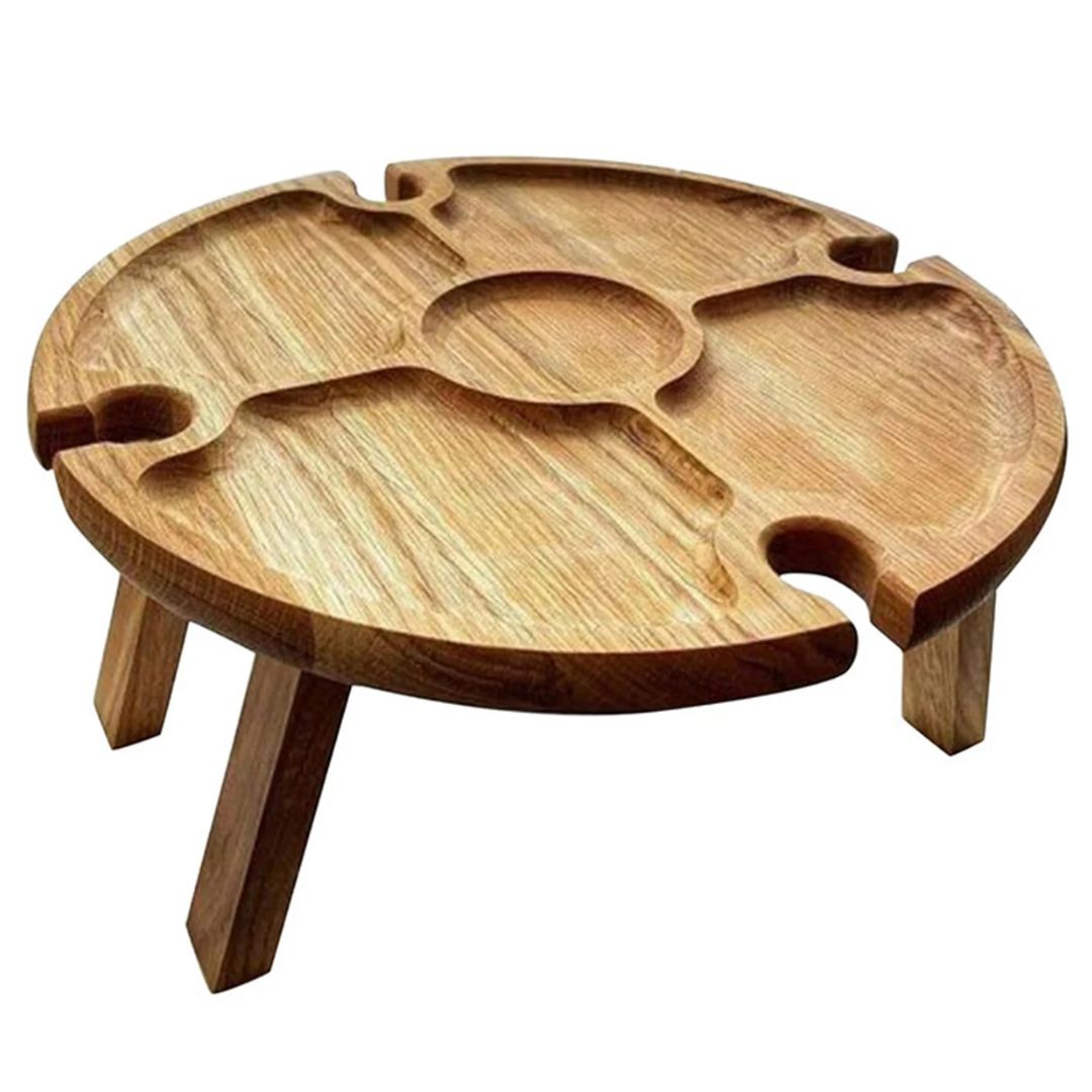 CheeseBoard Delights - Plateau Pliant avec Porte-Vin