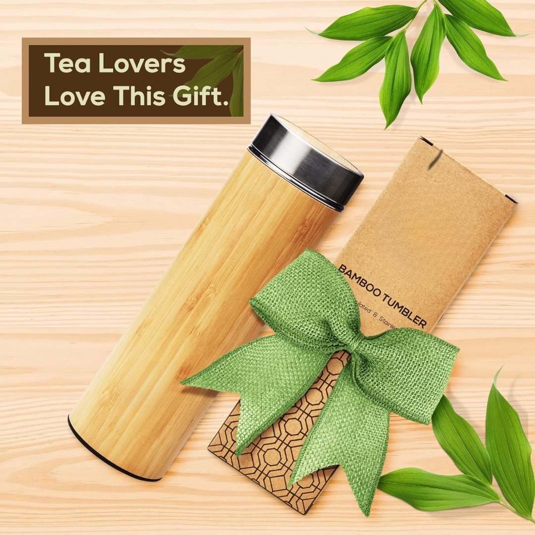 TeaFusion - Bouteille à Thé en Bambou 500 ml