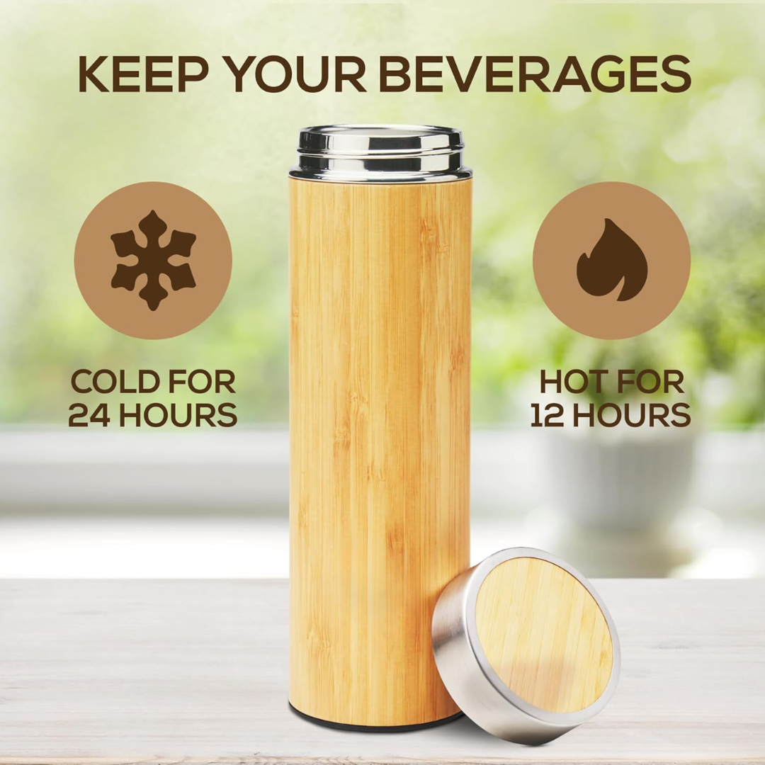 TeaFusion - Bouteille à Thé en Bambou 500 ml
