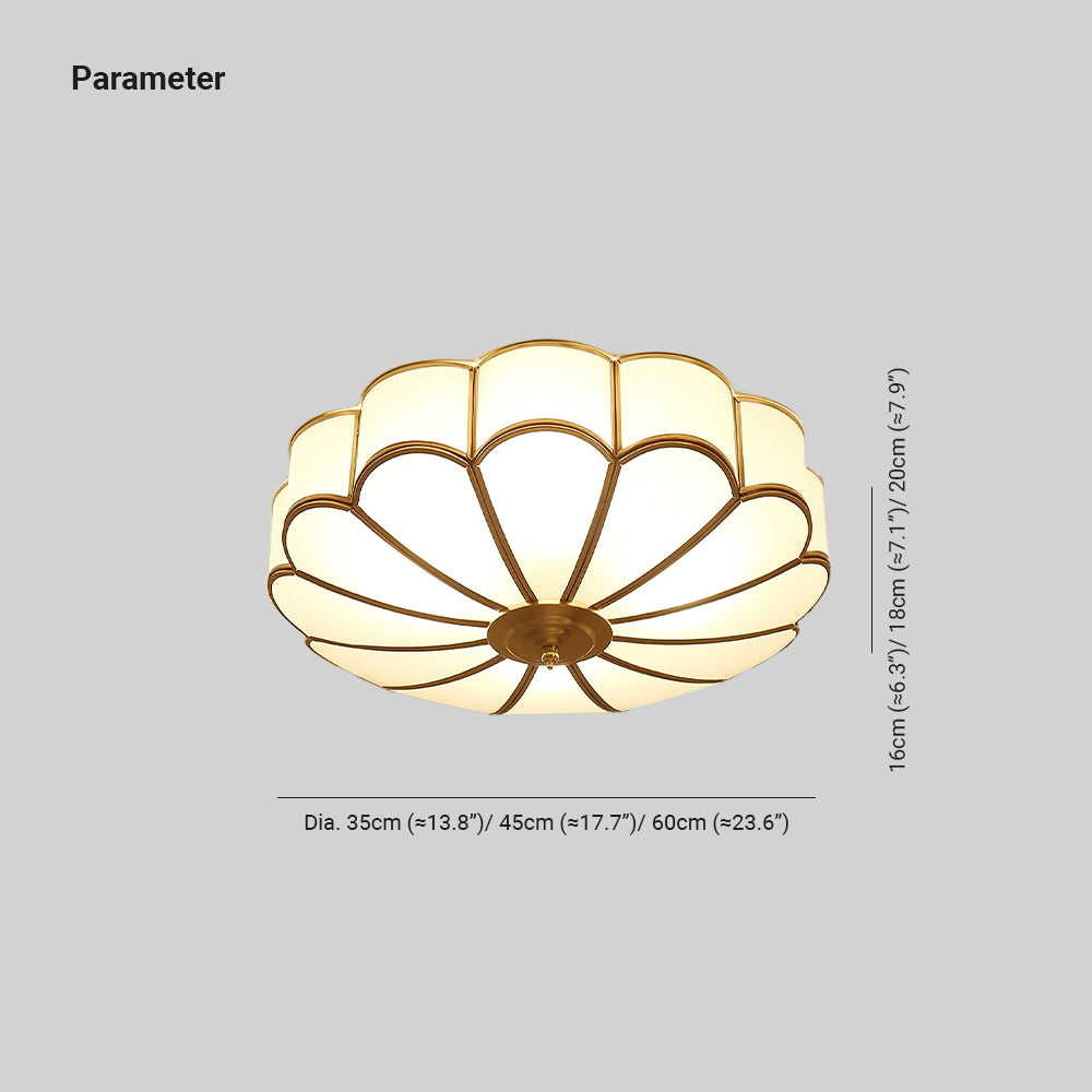 Plafonnier fleur en verre dépoli, 3 à 6 lumières