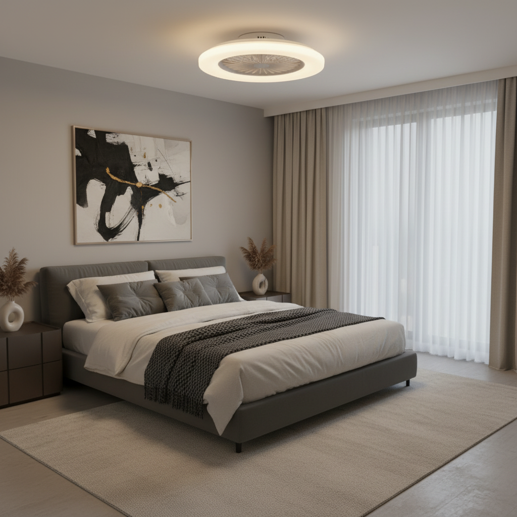 Ventilateur Plafond Silencieux OCS Pluto avec Éclairage LED | Design Minimaliste pour un Confort Luxueux 0