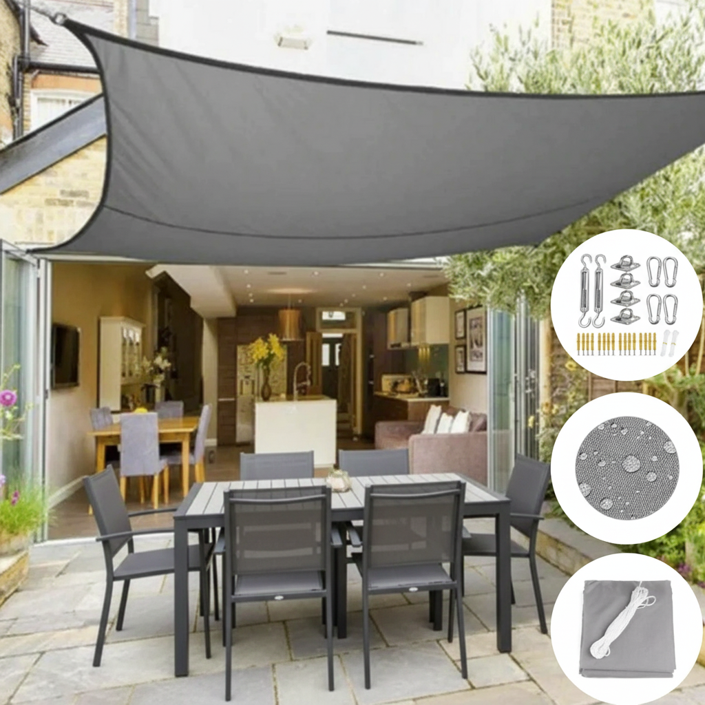 Voile D'Ombrage Rectangulaire en Tissu Résistant | Protection UV et Design Élégant pour un Confort Extérieur Optimal 1