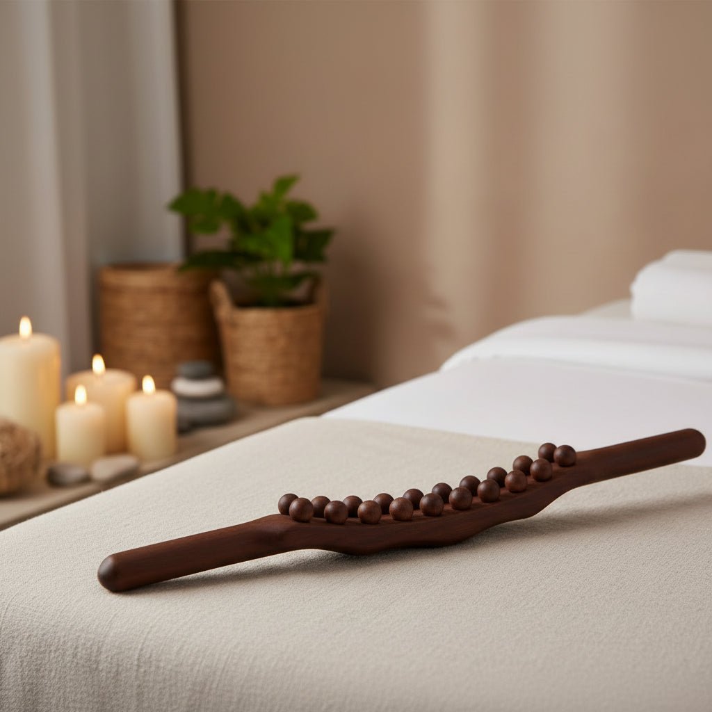 Bartwist Bâton Massage Bois Naturel 20 Billes