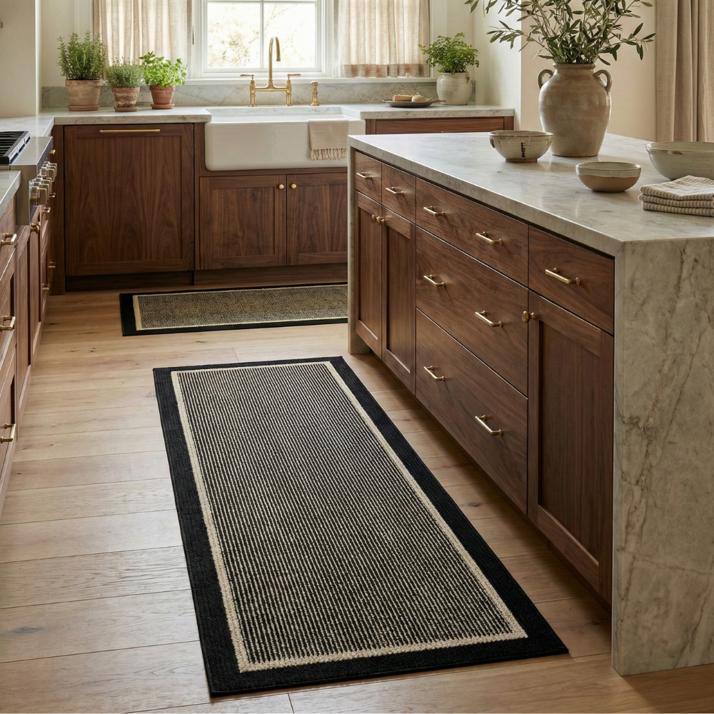 Tapis de cuisine antidérapant lavable, surface nervurée