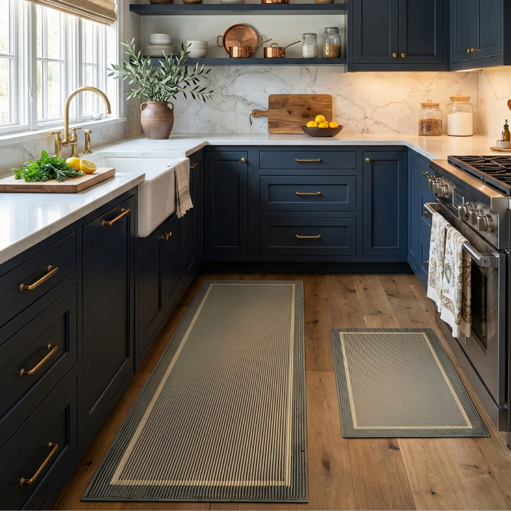 Tapis de cuisine antidérapant lavable, surface nervurée