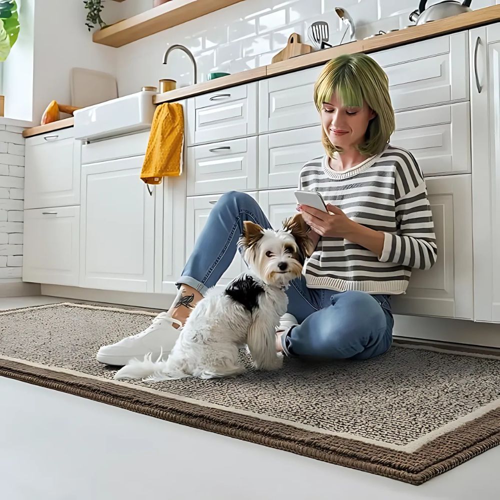 Tapis de cuisine antidérapant lavable, surface nervurée