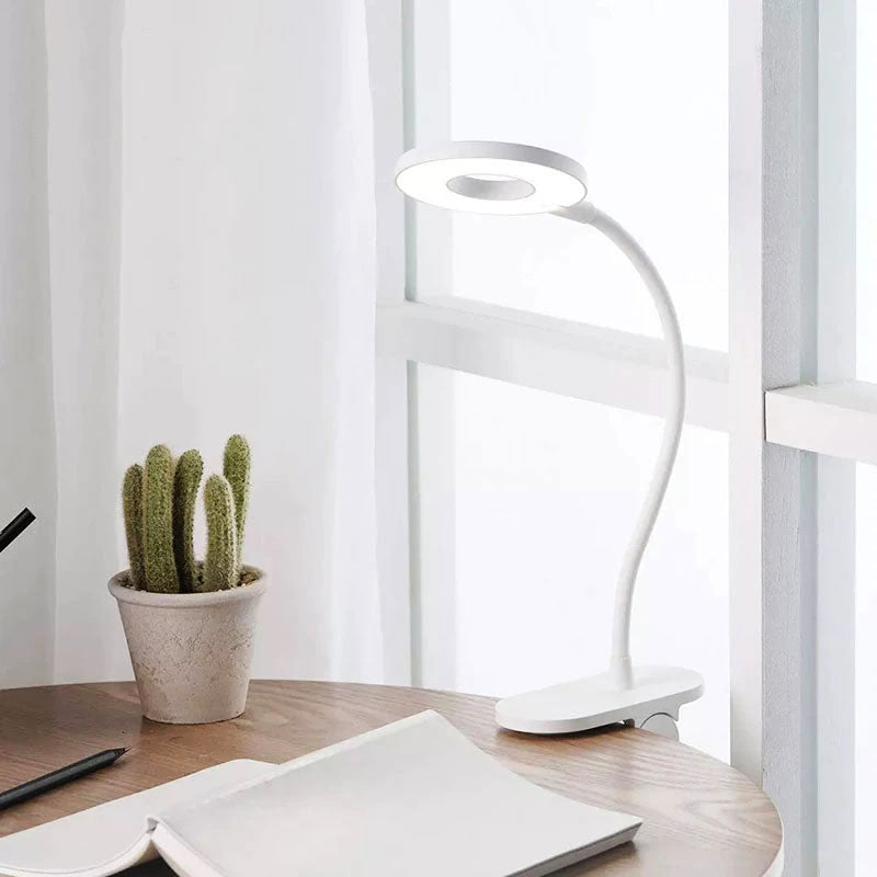 Lampe de bureau LED sans fil à pince, anneau lumineux