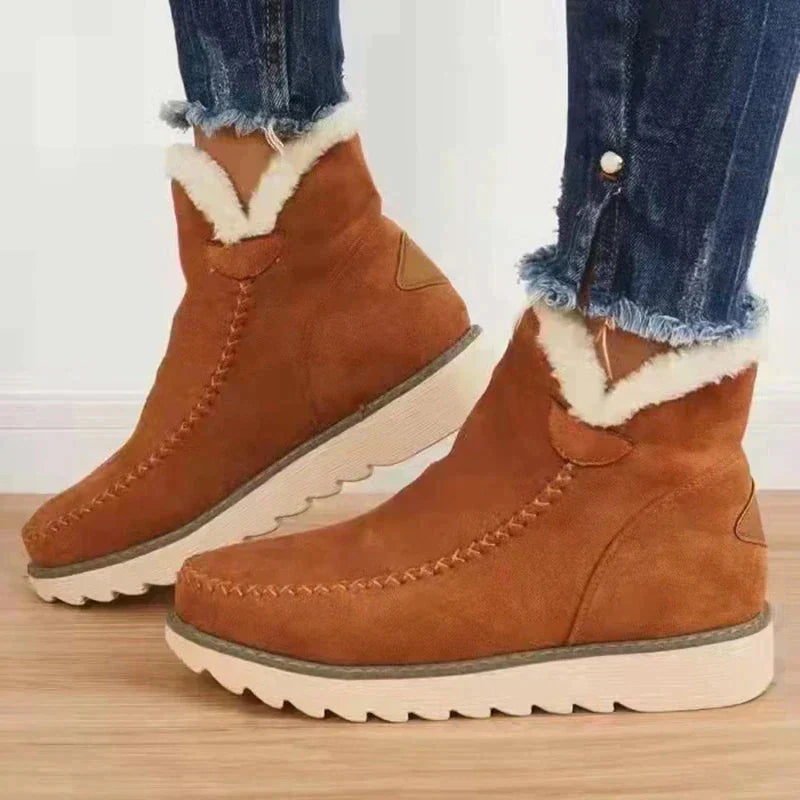 Women's Fluffy Warm Boots - Stylish Vegan Leather Footwear for Cozy Comfort