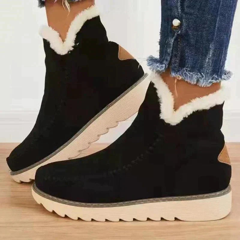 Women's Fluffy Warm Boots - Stylish Vegan Leather Footwear for Cozy Comfort