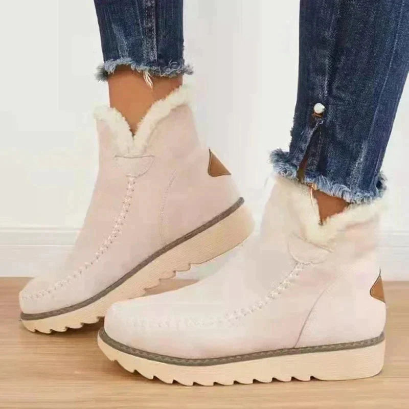 Women's Fluffy Warm Boots - Stylish Vegan Leather Footwear for Cozy Comfort