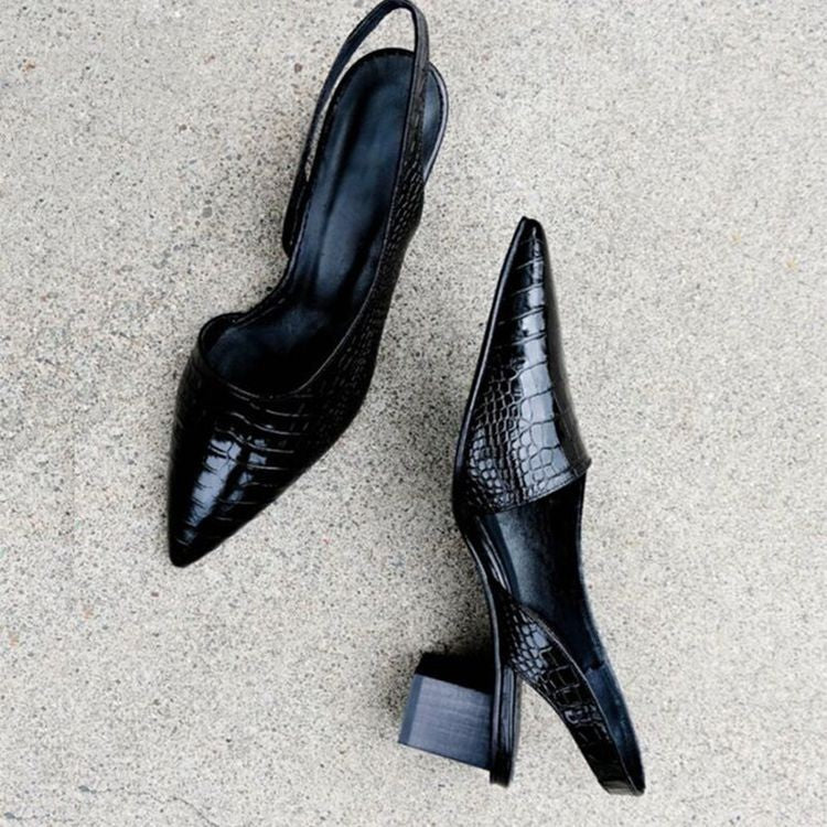 Women's Orthopedic Black Heels - Stylish Supportive Footwear for All-Day Comfort