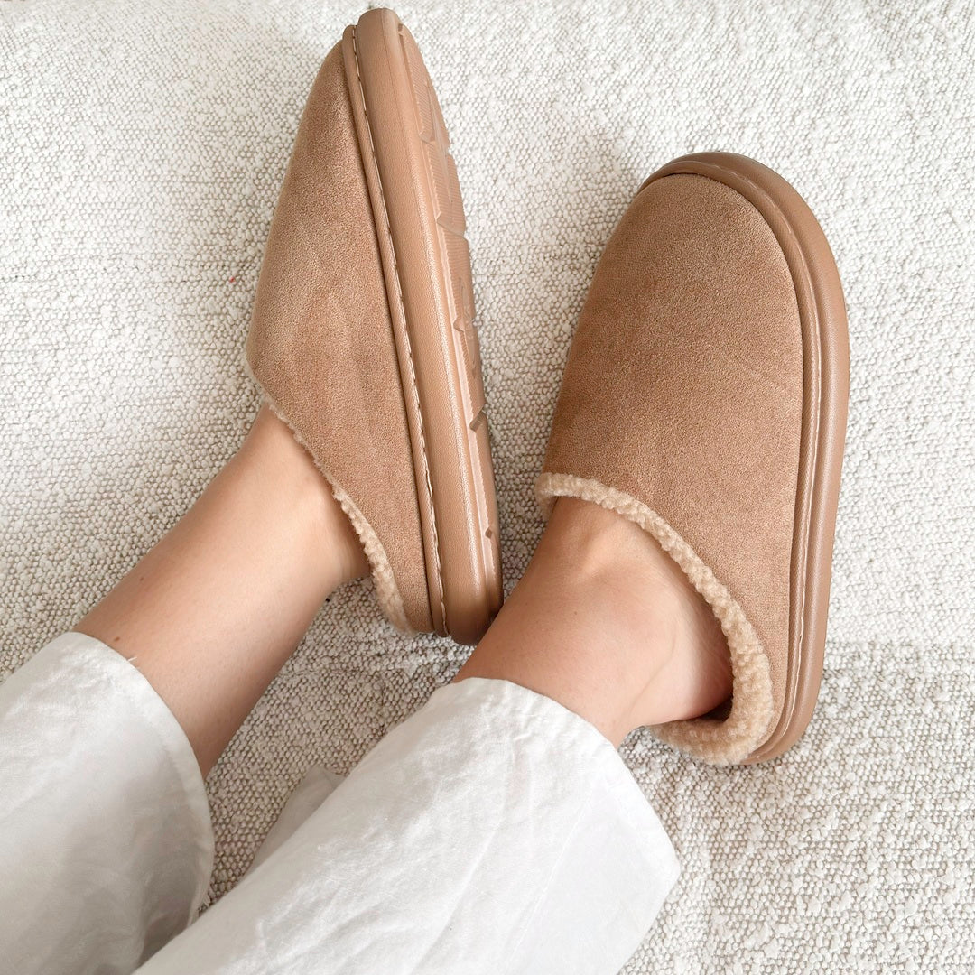Women's Plush House Slippers - Cozy Suede-Like Footwear for All-Day Comfort