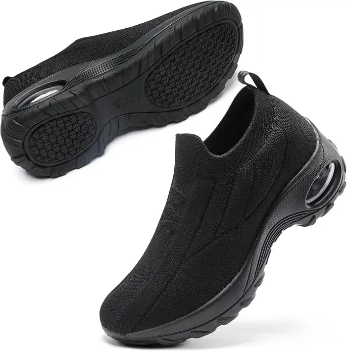 Women's Slip-On Sneakers - Comfortable Orthopedic Walking Shoes with Arch Support