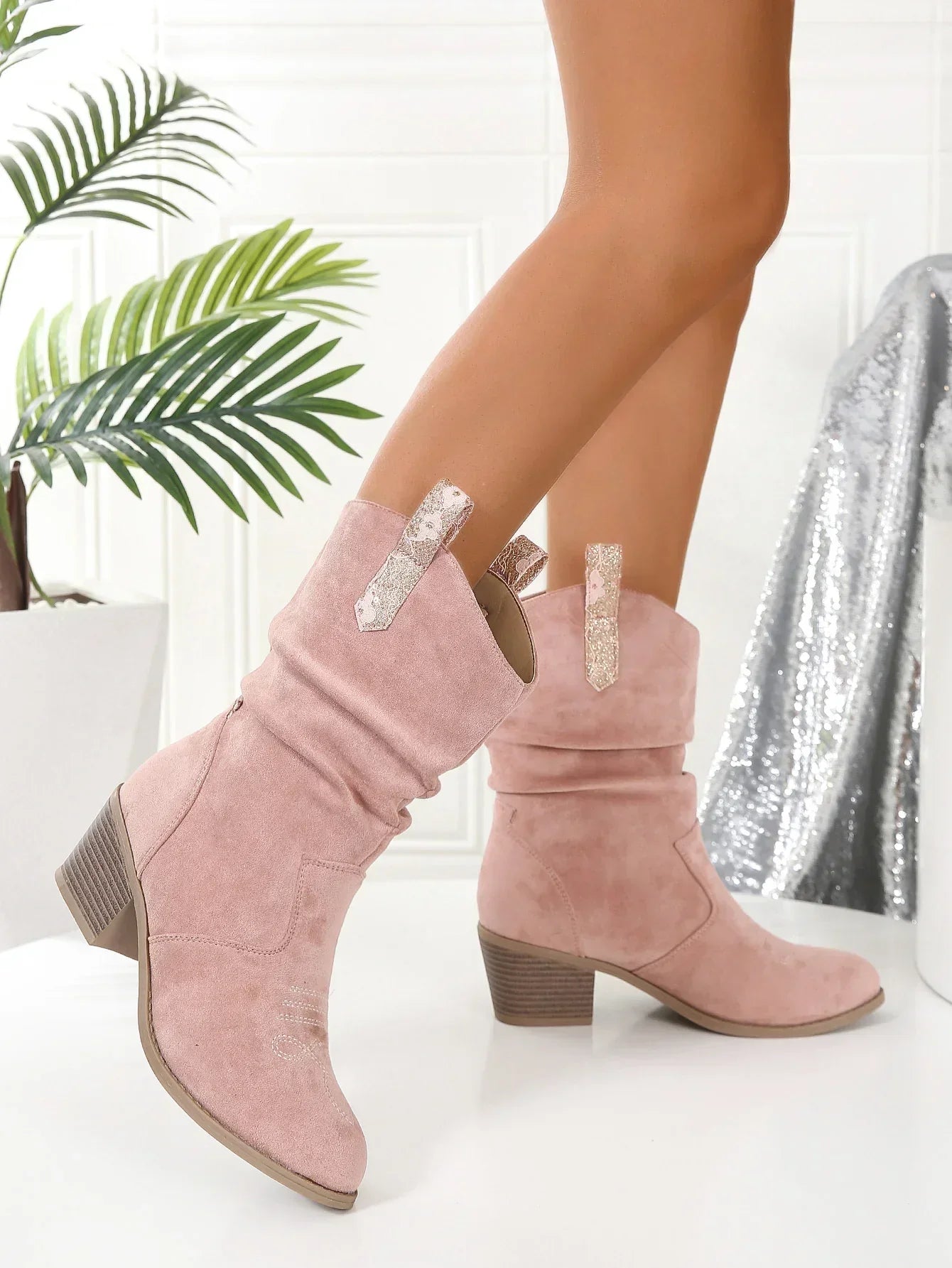 Women's Trendy Pink Boots - Stylish Slip-On Footwear for Everyday Elegance