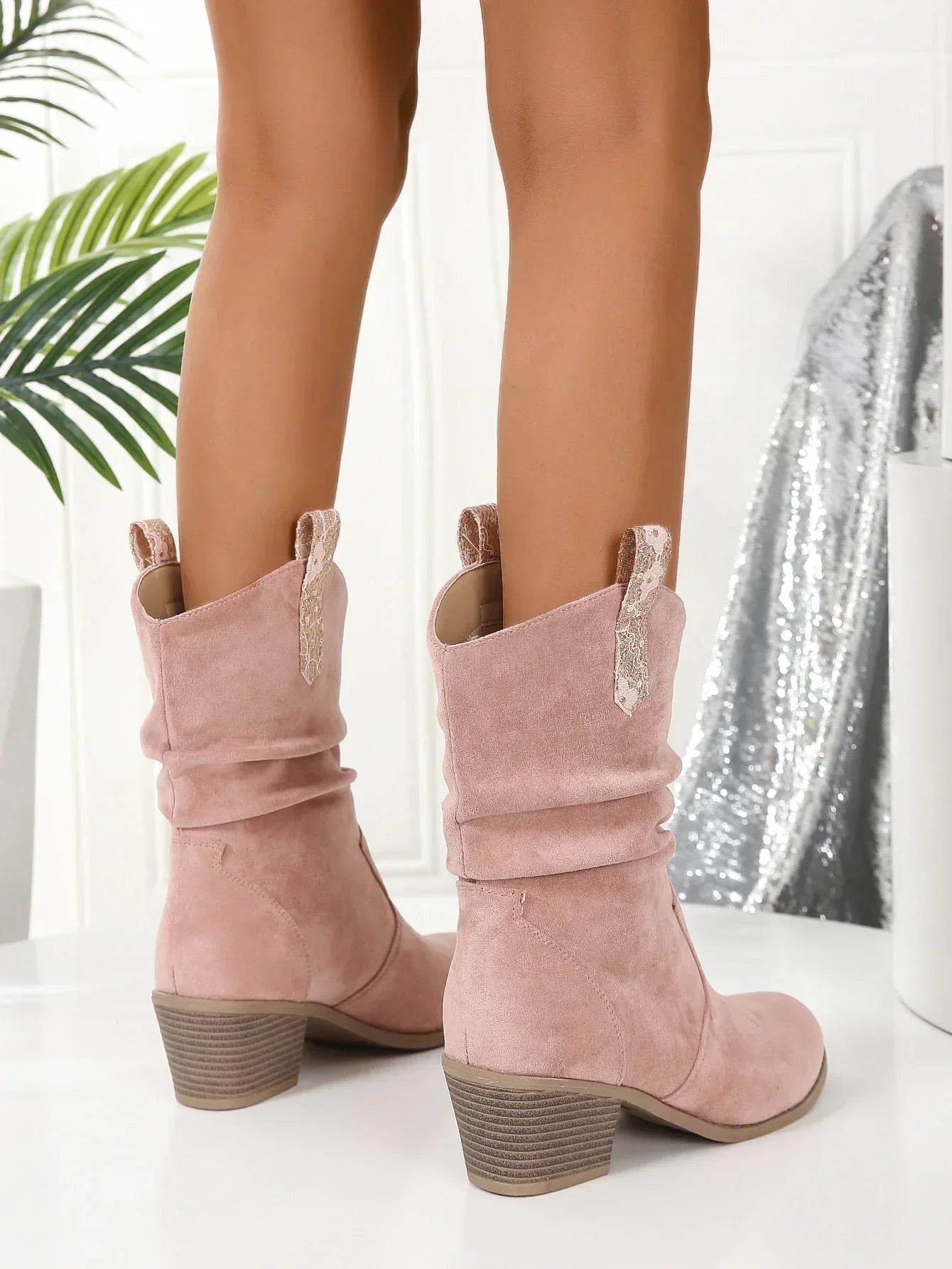 Women's Trendy Pink Boots - Stylish Slip-On Footwear for Everyday Elegance