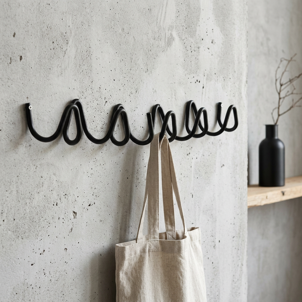 Wrought Iron Wall Hook - Modern Wave Design 0
