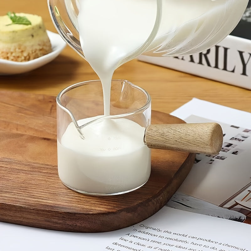 Glass and Wood Espresso Measuring Cup, 75 ml