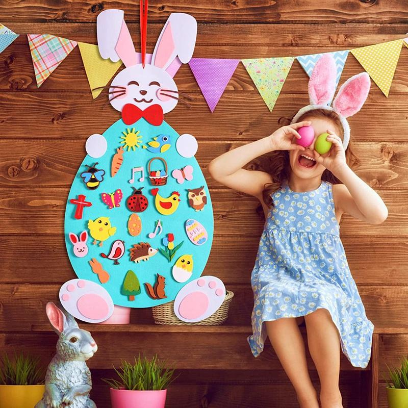 Felt Bunny Decorating Board, 24 Pieces, Ages 1+