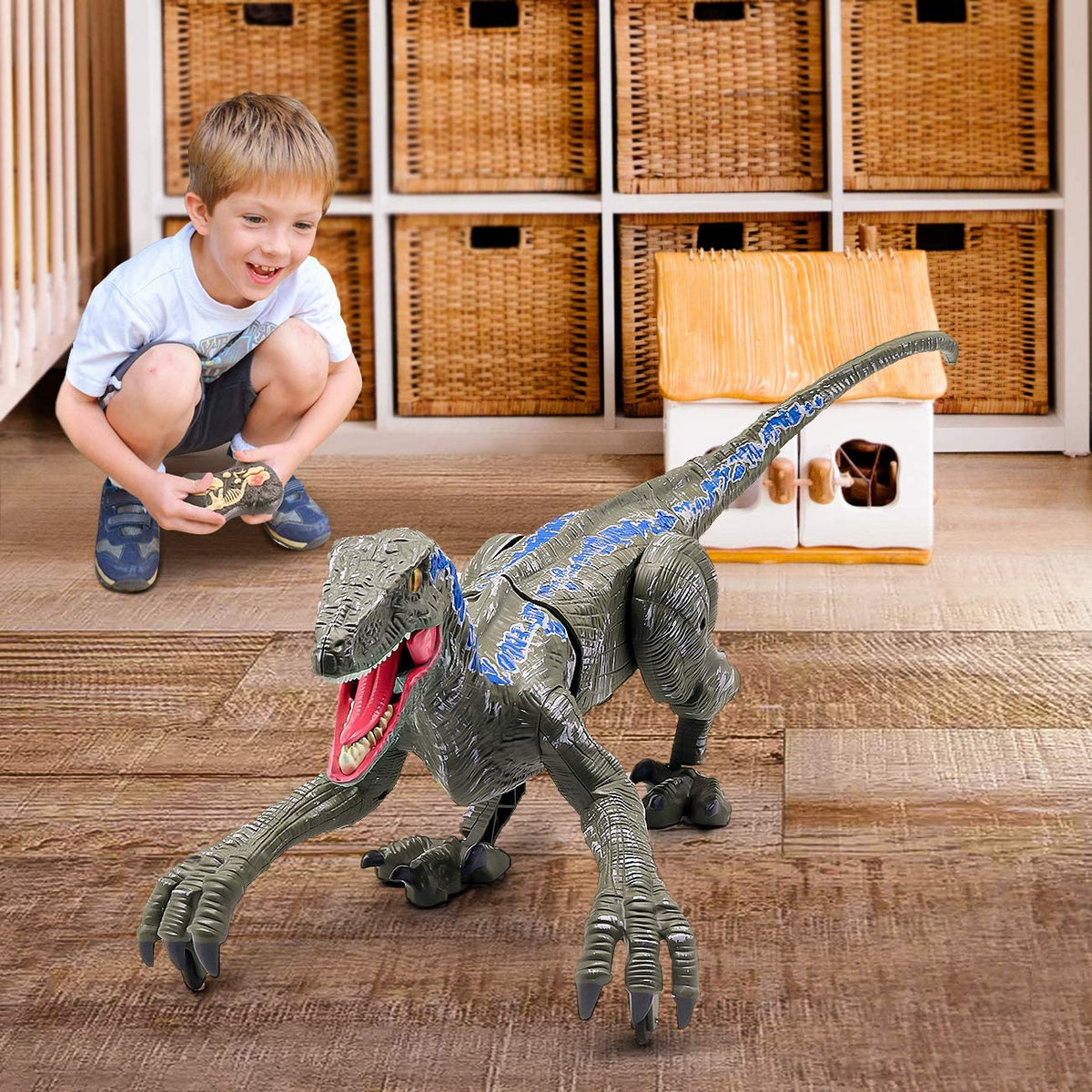 DinoMotion Vélociraptor - Dinosaure Télécommandé