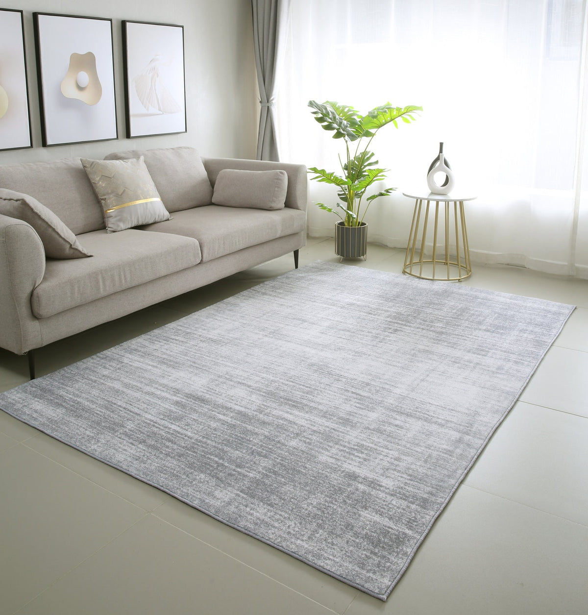 Tapis XXL gris chiné effet laine, 400 x 200 cm