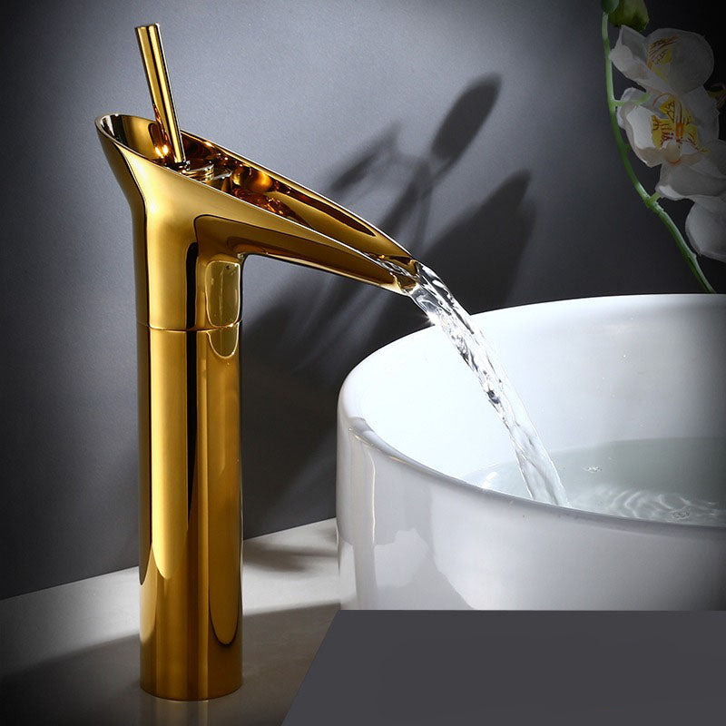 Robinet de lavabo cascade en laiton massif - Gold tall