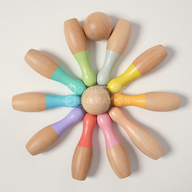 Wooden Bowling Set, 10 Pins and 2 Balls, Ages 4+