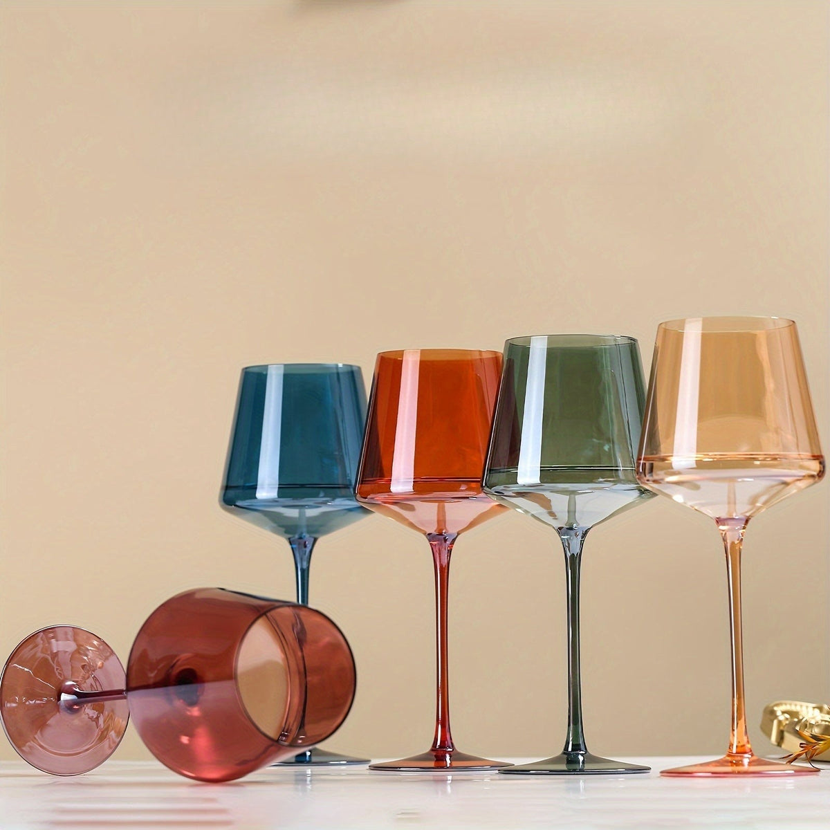 Lot de 6 verres à vin en verre coloré