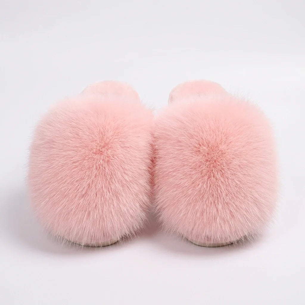 Faux Fur House Slippers with Non-Slip Sole