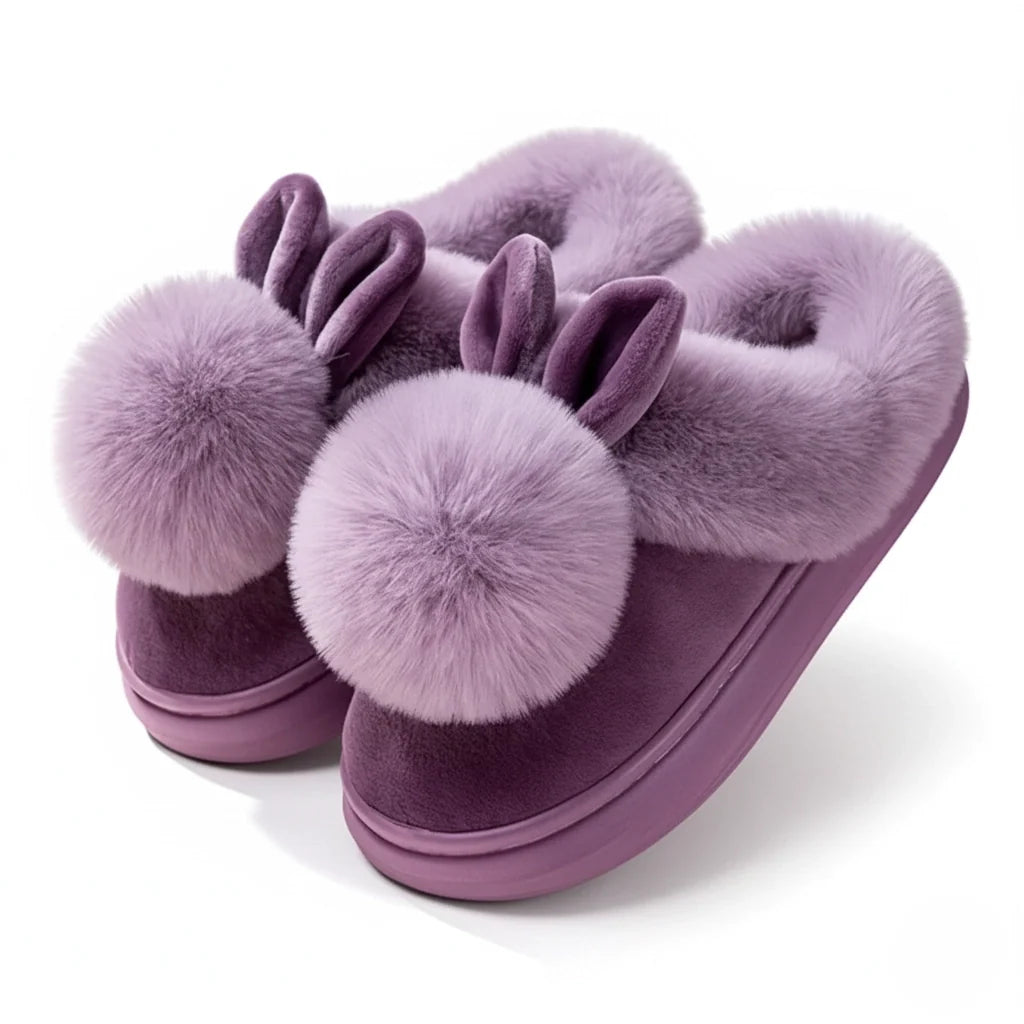 Plush Bunny Slippers, Open or Closed Heel
