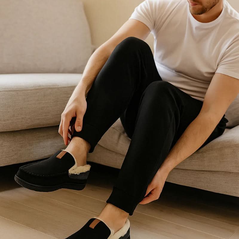 Chaussons mocassins homme en laine synthétique