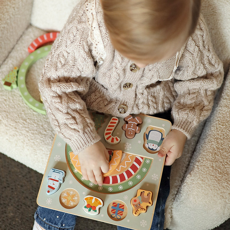 Wooden Christmas Puzzle, 14 Shapes to Fit, Ages 2+