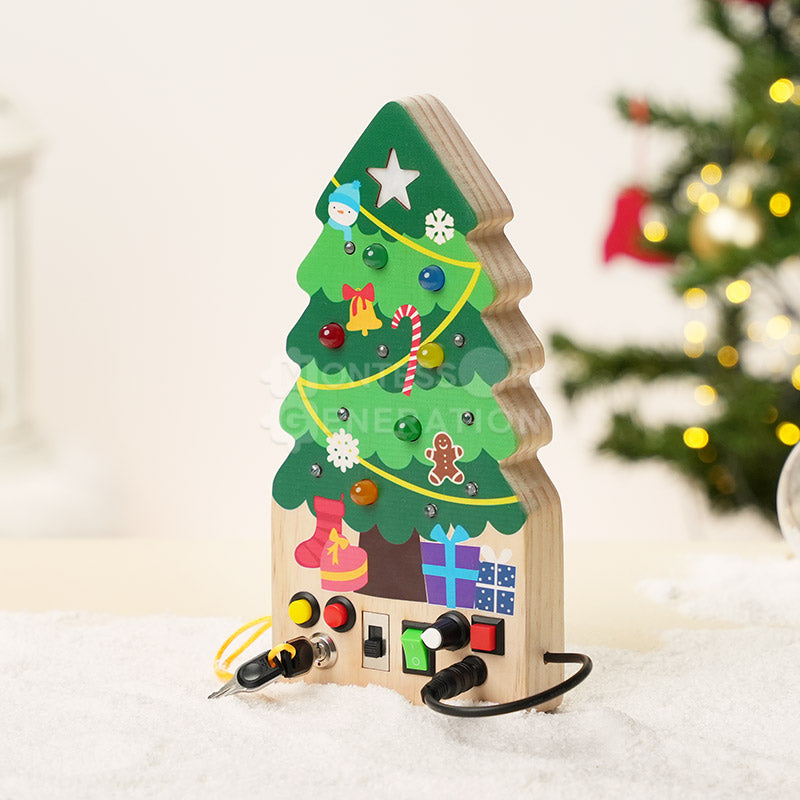 Tableau d'interrupteurs de Noël en bois, lumineux