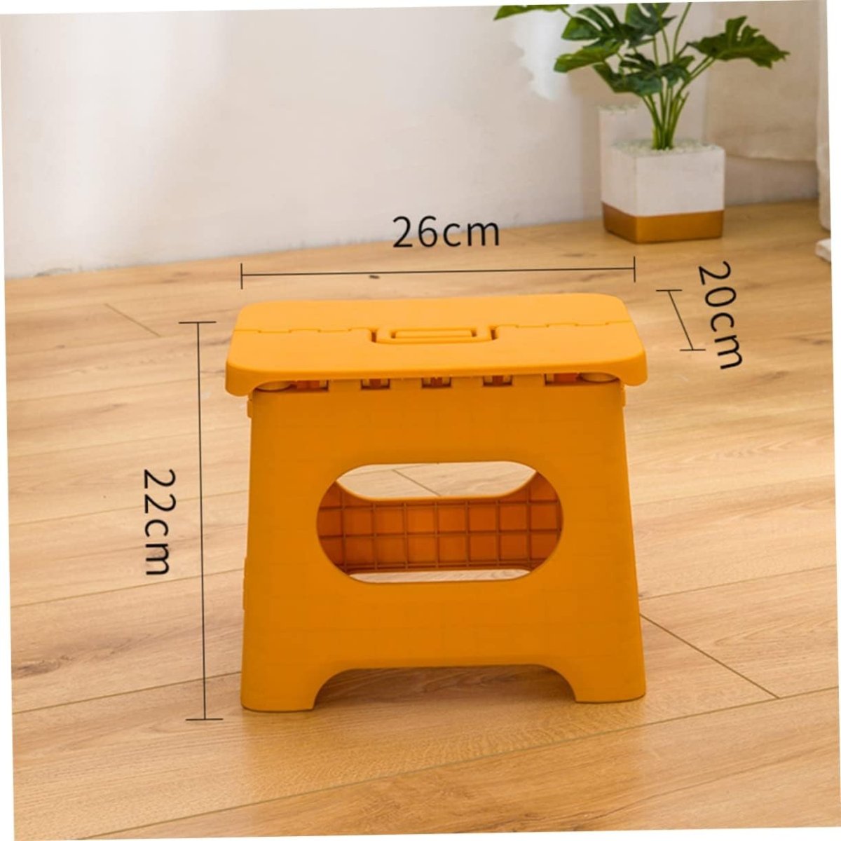 Escabeau Pliable en Plastique avec Poignée - Jaune