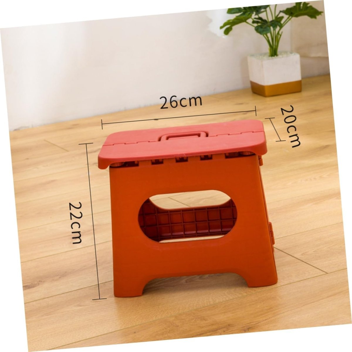 Escabeau Pliable en Plastique avec Poignée - Orange foncé