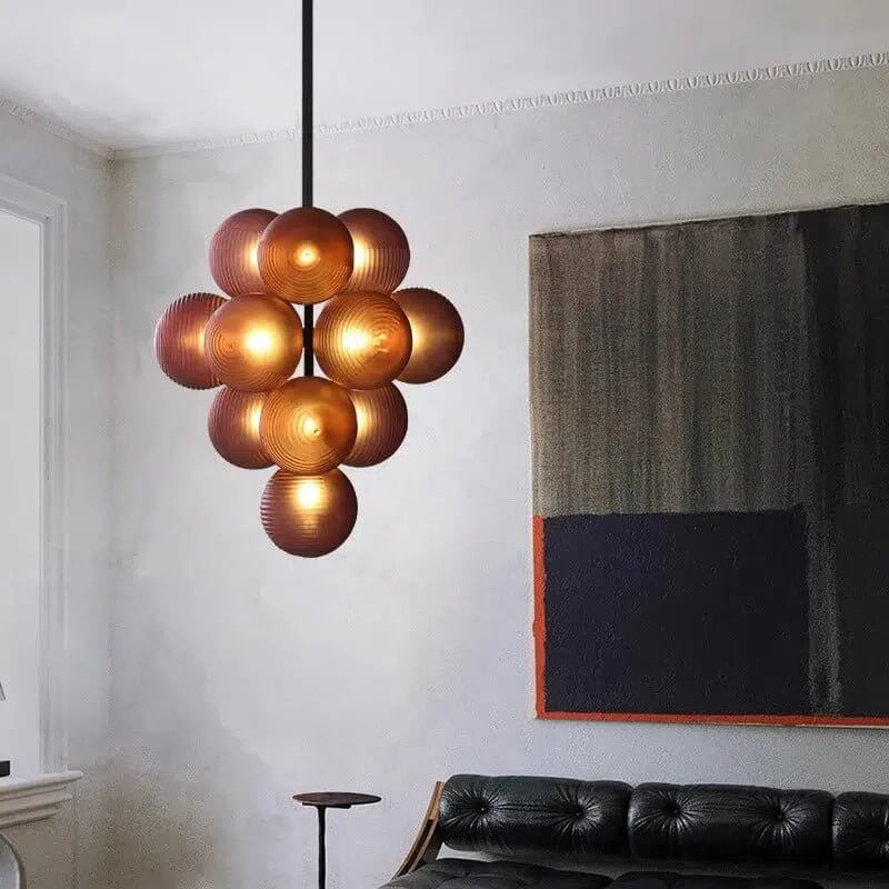 Glass Globe Cluster Light, Black Frame