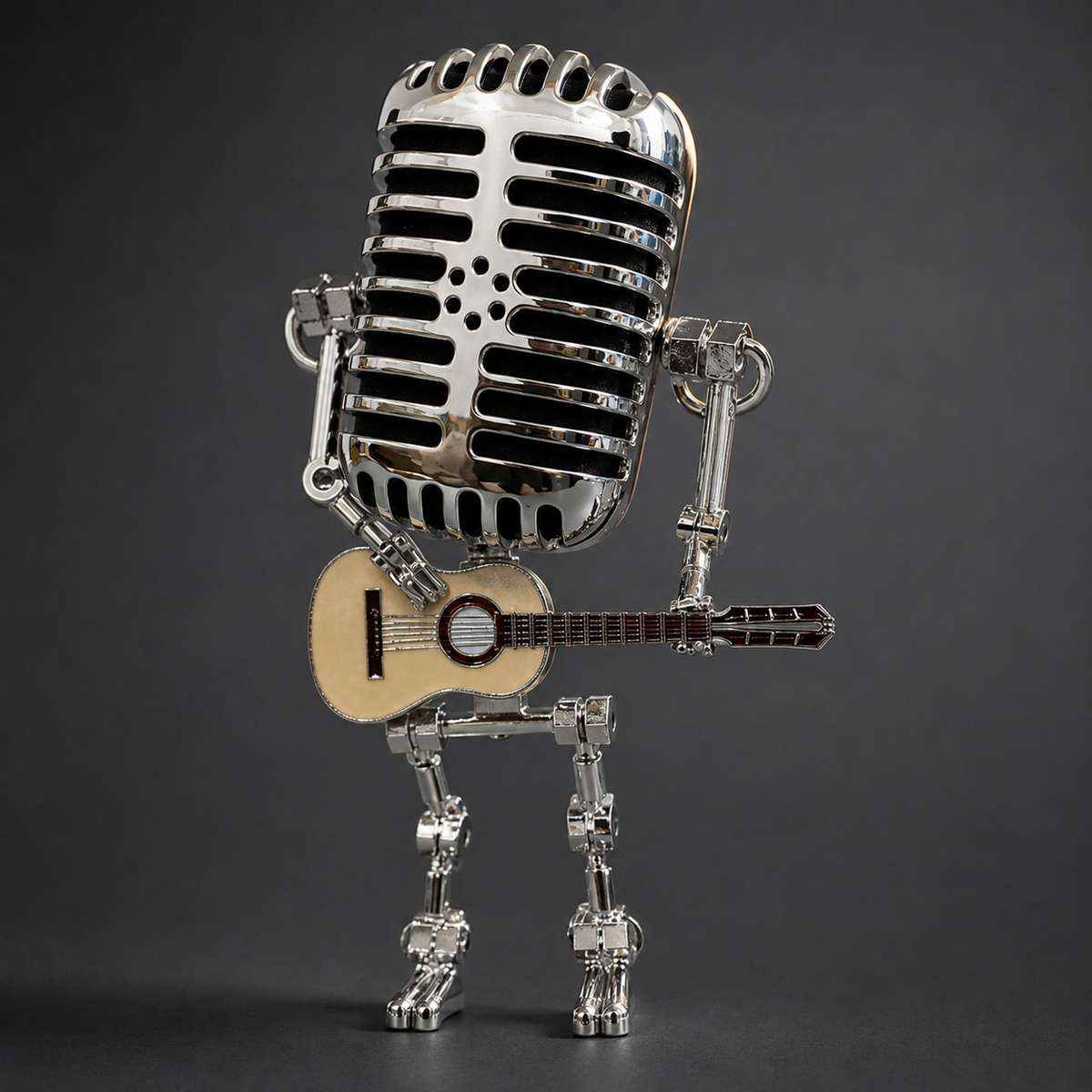 Lampe robot guitariste en métal