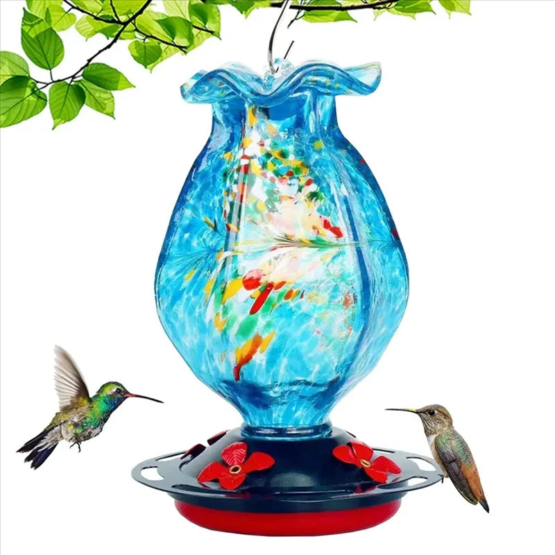 Mangeoire à Oiseaux en Verre Soufflé