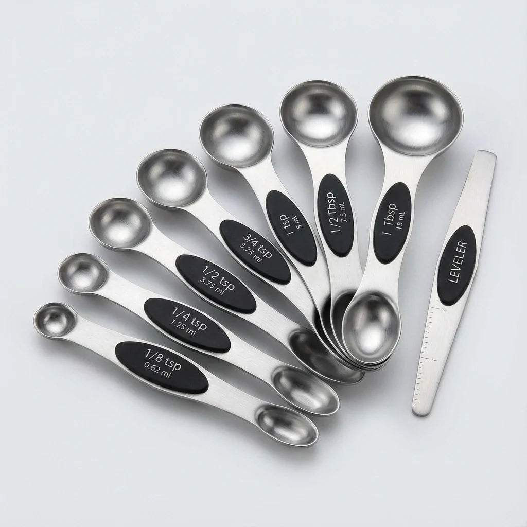 Magnetic Stainless Steel Measuring Spoons, 8-Piece