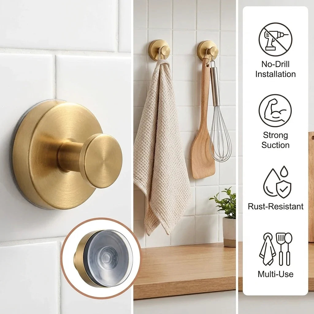 Stainless Steel Suction Hooks, Set of 4