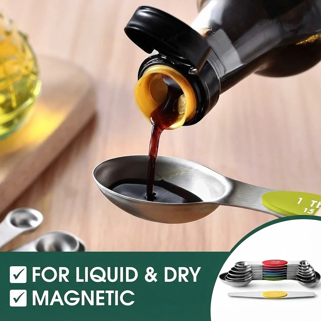 Magnetic Stainless Steel Measuring Spoons, 8-Piece