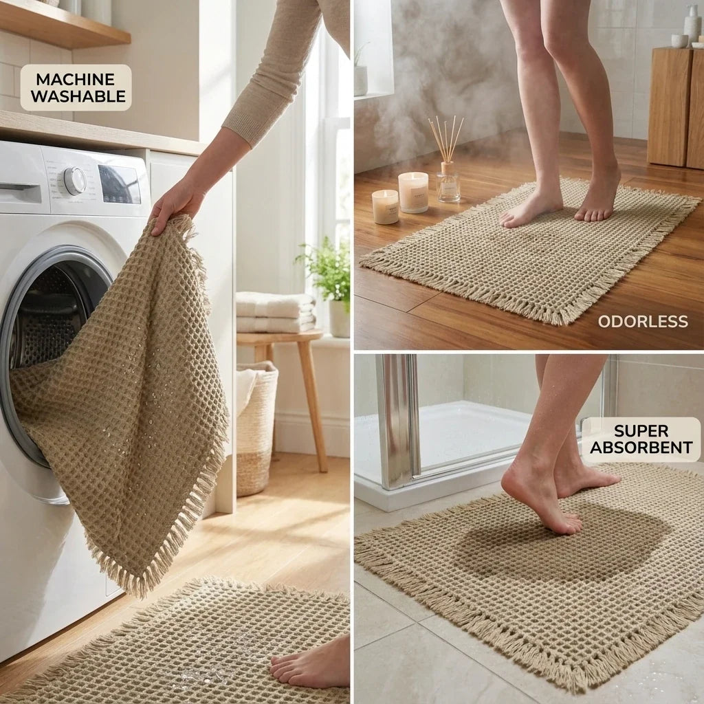Tapis de bain nid d'abeille absorbant