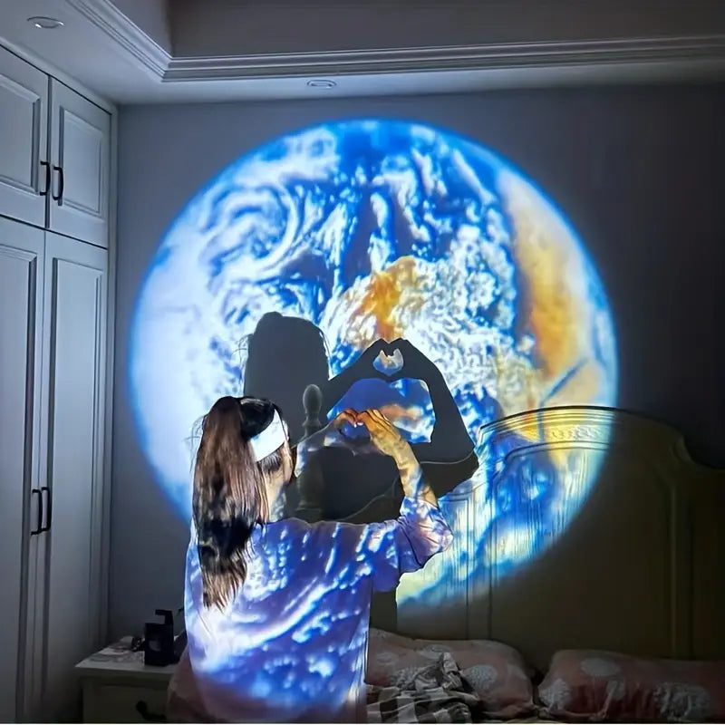 Lampe de projection Terre et Lune avec télécommande