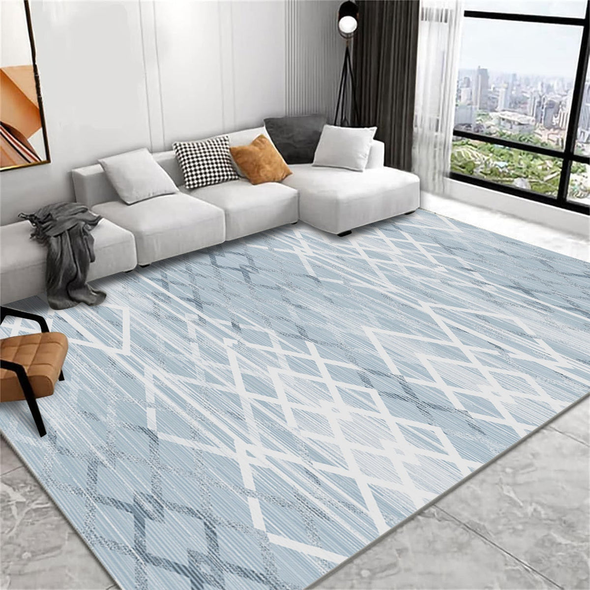 Large Faux Wool Area Rug, Blue, 200 x 300 cm