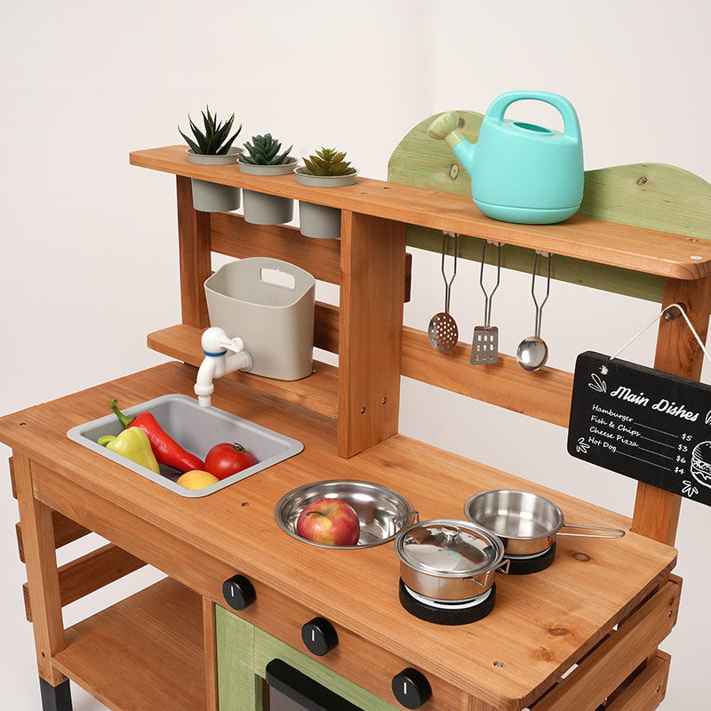 Wooden Outdoor Play Kitchen for Children, Ages 3+