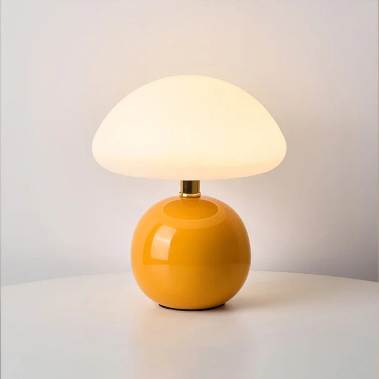 Ceramic Mushroom Table Lamp, 3-Colour LED Light